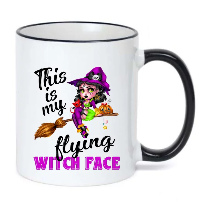 This Is My Flying Witch Face Cute Goth Witch On Broomstick Gift Black Color Changing Mug