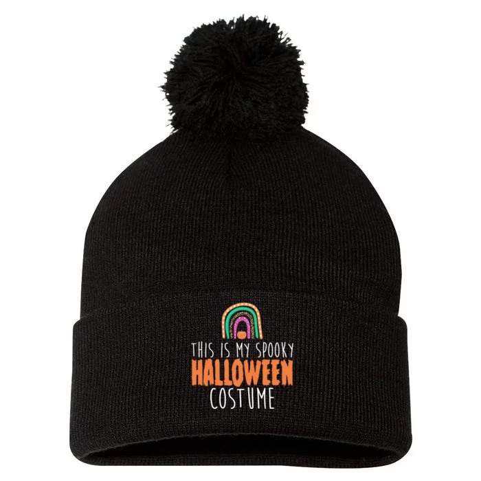 This Is My Spooky Halloween Costume Rainbow Fall Pom Pom 12in Knit Beanie