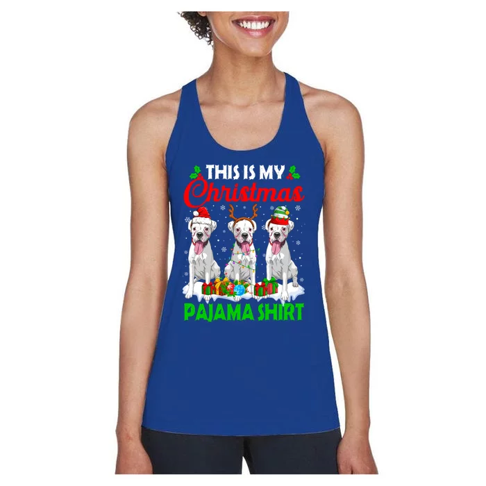 This Is My Christmas Pajama Boxer Dog Lights Xmas Cool Gift Women's Racerback Tank