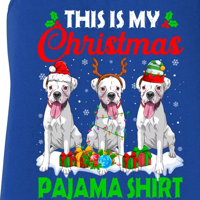 This Is My Christmas Pajama Boxer Dog Lights Xmas Cool Gift Women's Racerback Tank