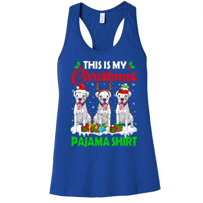 This Is My Christmas Pajama Boxer Dog Lights Xmas Cool Gift Women's Racerback Tank