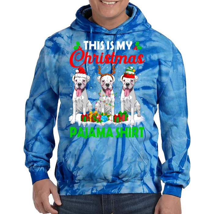 This Is My Christmas Pajama Boxer Dog Lights Xmas Cool Gift Tie Dye Hoodie