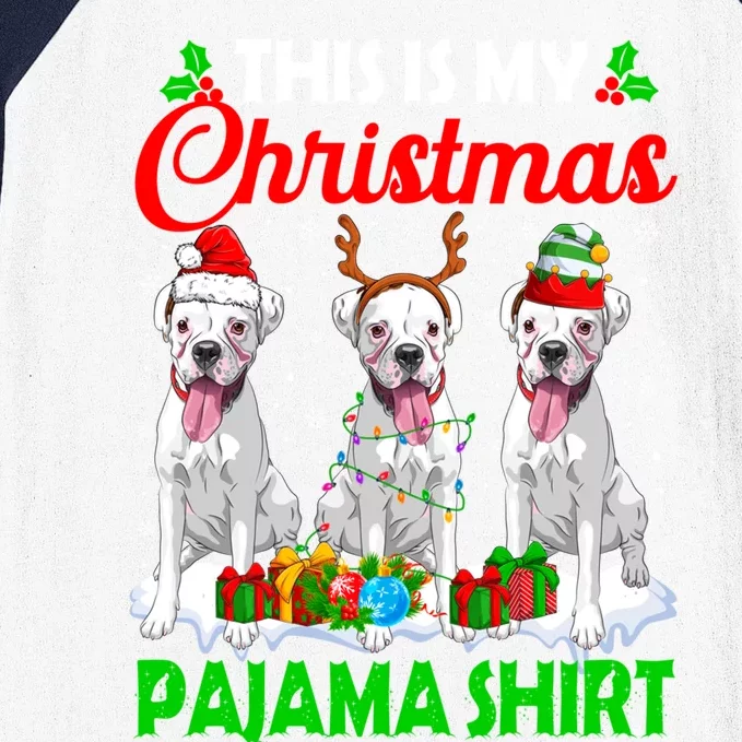 This Is My Christmas Pajama Boxer Dog Lights Xmas Cool Gift Baseball Sleeve Shirt