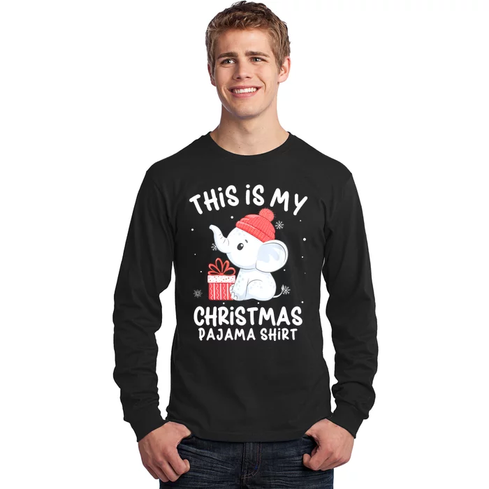 This Is My Christmas Pajama Baby Elephant Hat Xmas Long Sleeve Shirt