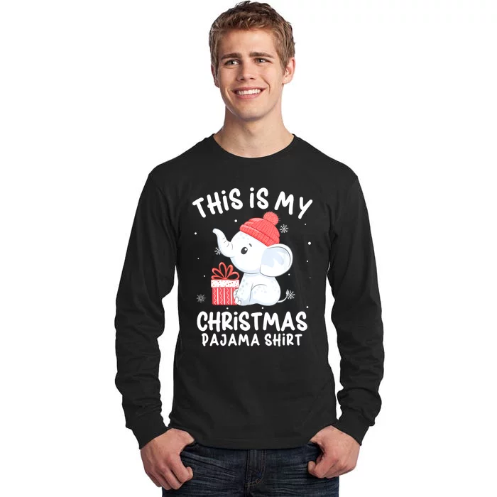 This Is My Christmas Pajama Baby Elephant Hat Xmas Tall Long Sleeve T-Shirt