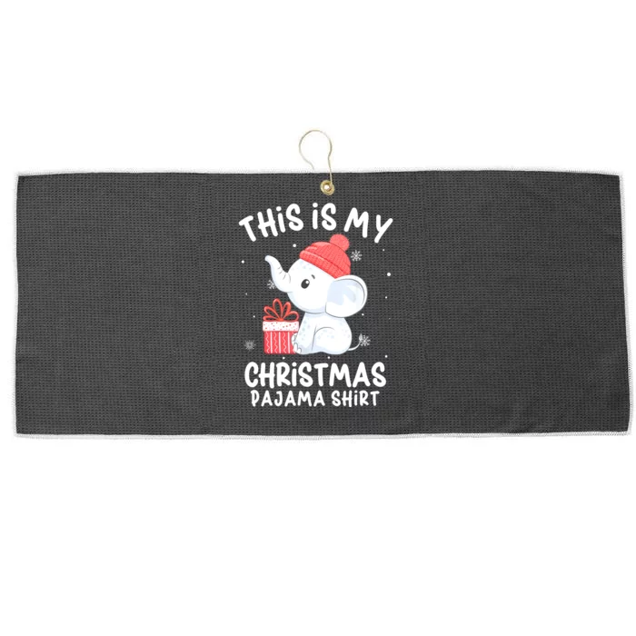 This Is My Christmas Pajama Baby Elephant Hat Xmas Large Microfiber Waffle Golf Towel