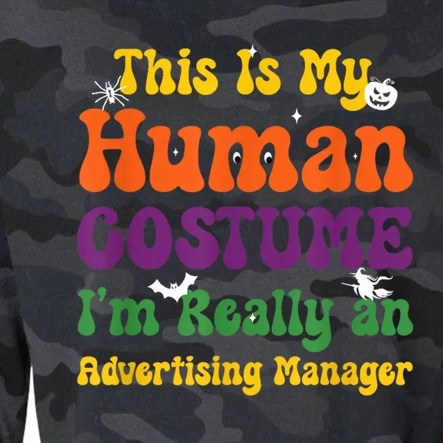 This is My Human Costume I'm Really Halloween Themed Party Cropped Pullover Crew