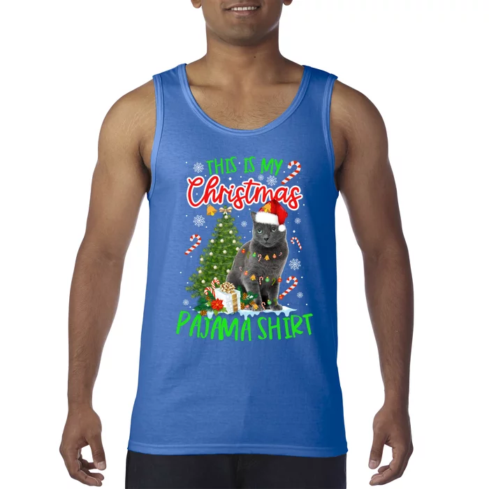 This Is My Christmas Pajama Gift Russian Blue Cat Gift Tank Top