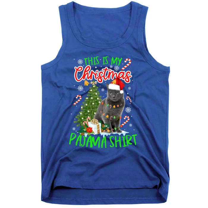 This Is My Christmas Pajama Gift Russian Blue Cat Gift Tank Top