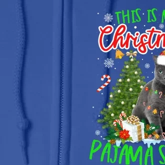 This Is My Christmas Pajama Gift Russian Blue Cat Gift Full Zip Hoodie