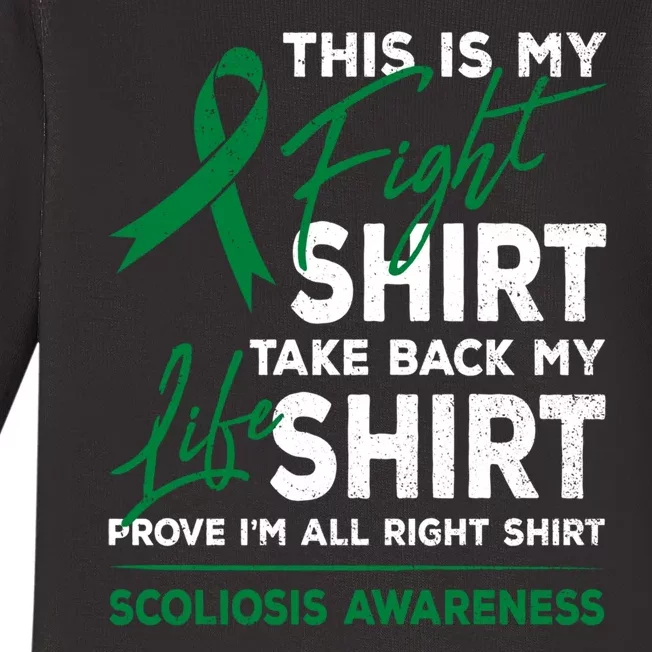 This Is My Fight Scoliosis Awareness Scoliotic Warrior Baby Long Sleeve Bodysuit