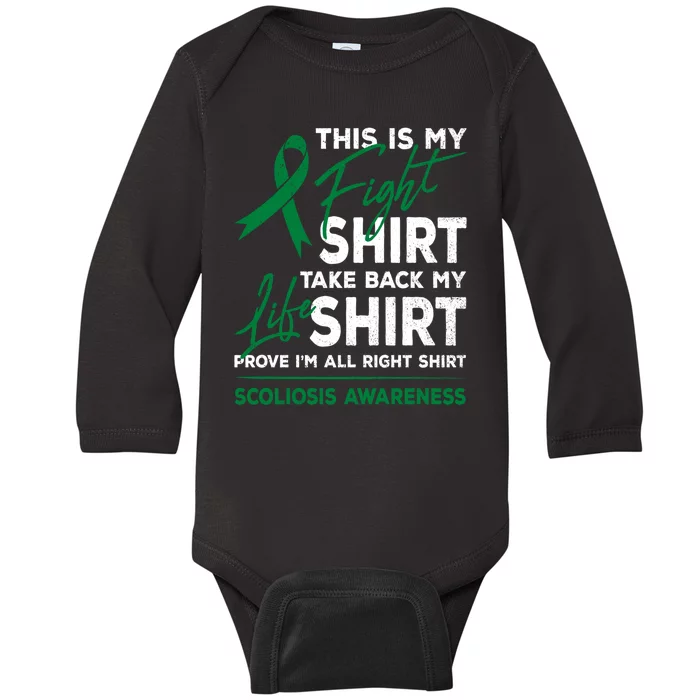 This Is My Fight Scoliosis Awareness Scoliotic Warrior Baby Long Sleeve Bodysuit