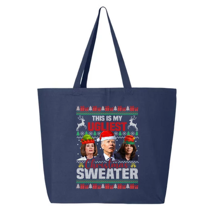 This Is My Ugliest Christmas Anti Biden Sweater Funny Xmas 25L Jumbo Tote