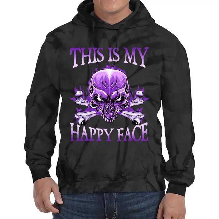 This Is My Happy Face Halloween Purple Skull Tie Dye Hoodie