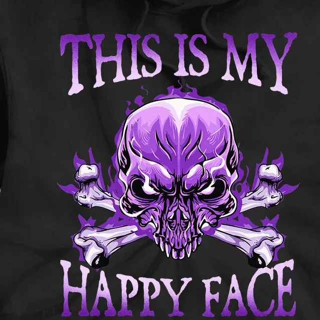 This Is My Happy Face Halloween Purple Skull Tie Dye Hoodie