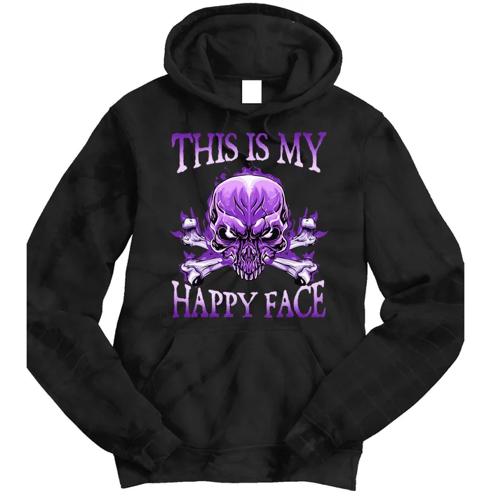 This Is My Happy Face Halloween Purple Skull Tie Dye Hoodie