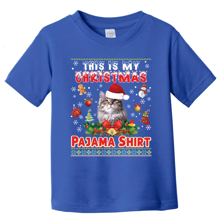 This Is My Christmas Pajama Gift Siberian Cat Ugly Sweater Gift Toddler T-Shirt