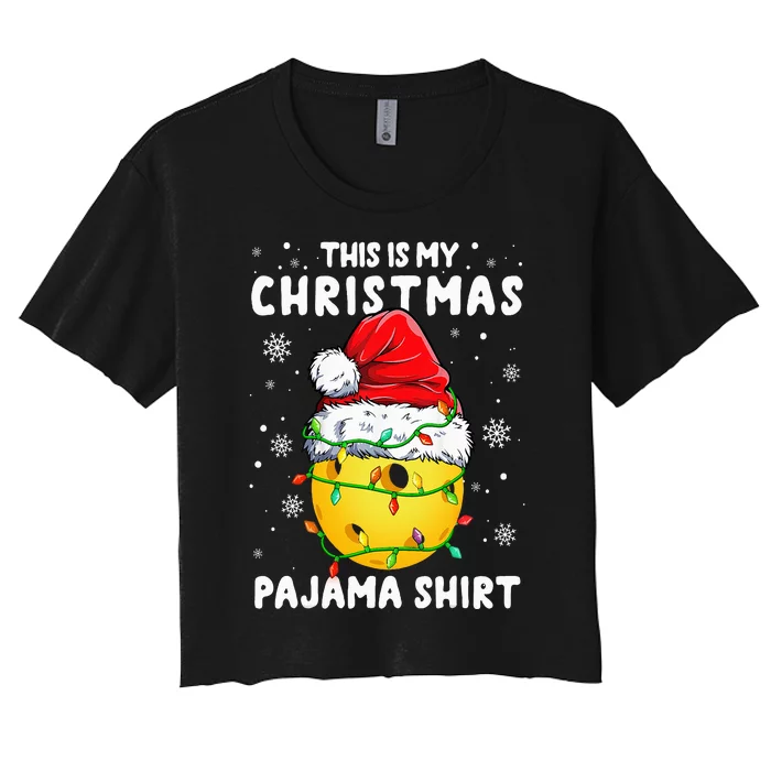 This Is My Christmas Pickleball Pajama Women's Crop Top Tee