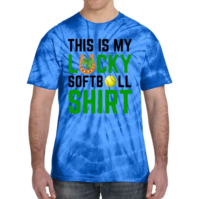 This Is My Lucky Softball Gift Sport Game St Patrick's Day Gift Tie-Dye T-Shirt