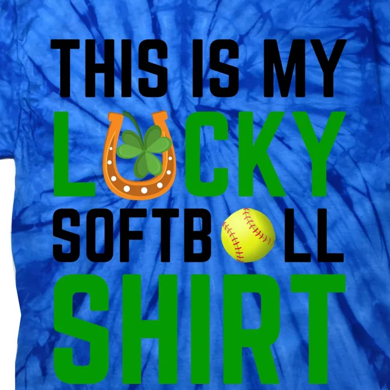 This Is My Lucky Softball Gift Sport Game St Patrick's Day Gift Tie-Dye T-Shirt