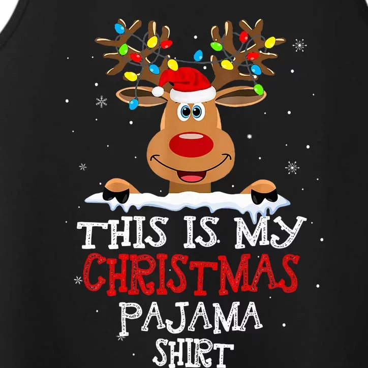 This Is My Christmas Pajama Funny Christmas Reindeer Performance Tank