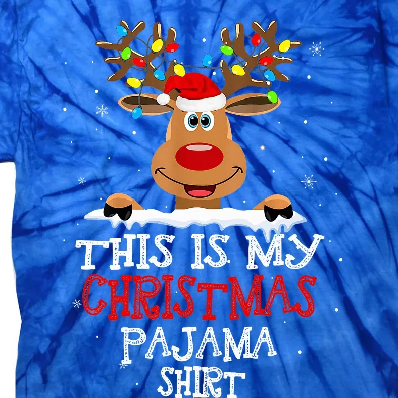 This Is My Christmas Pajama Funny Christmas Reindeer Tie-Dye T-Shirt