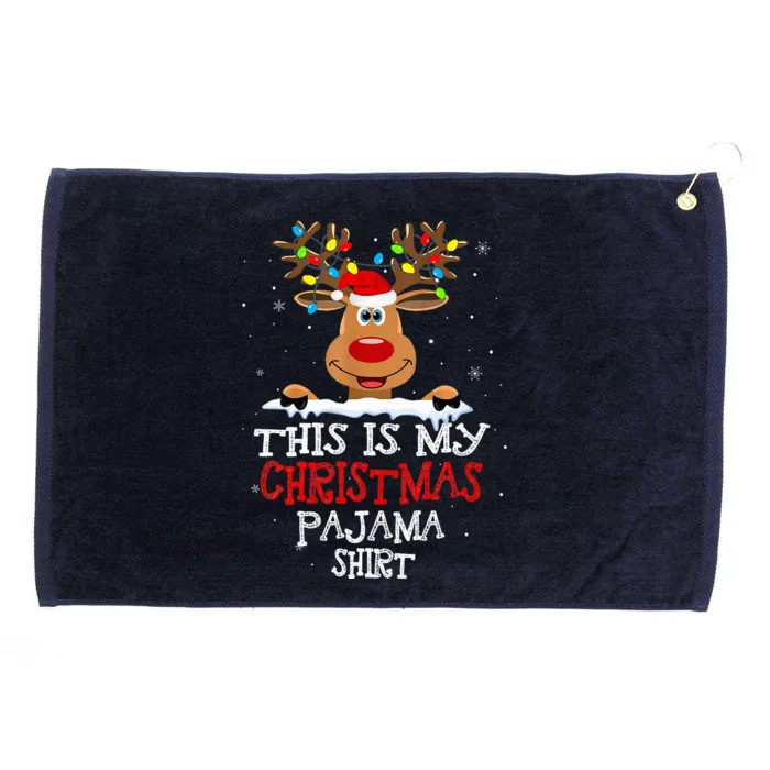 This Is My Christmas Pajama Funny Christmas Reindeer Grommeted Golf Towel