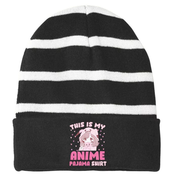 This Is My Anime Pajama Cute Kawaii Anime Teen Otaku Striped Beanie with Solid Band