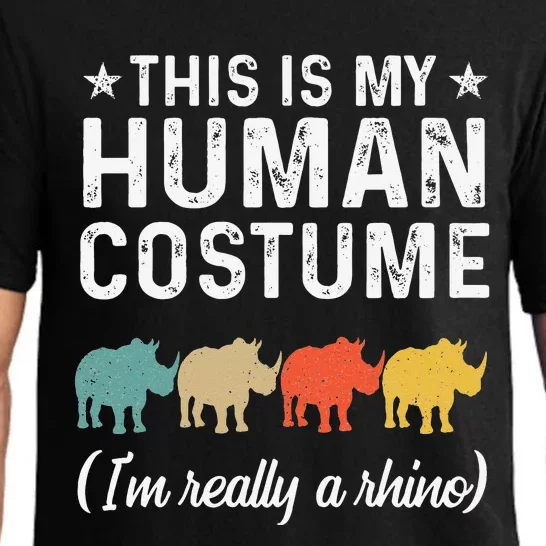 This Is My Human Costume I'm Really A Rhino Retro Halloween Pajama Set