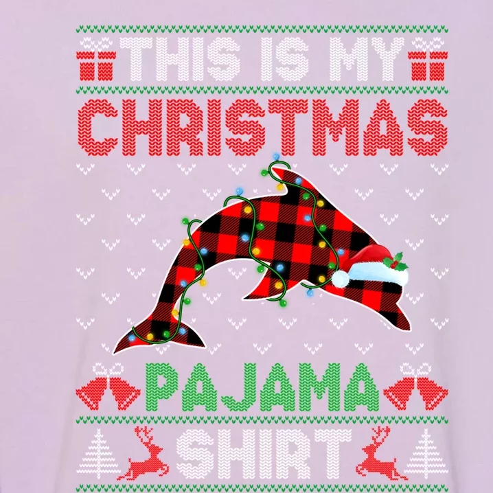 This Is My Christmas Dolphin Pajama Gift Xmas Lights Gift Garment-Dyed Sweatshirt