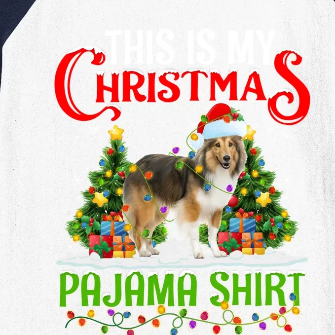 This Is My Christmas Pajama Gift Shetland Sheepdog Xmas Gift Baseball Sleeve Shirt