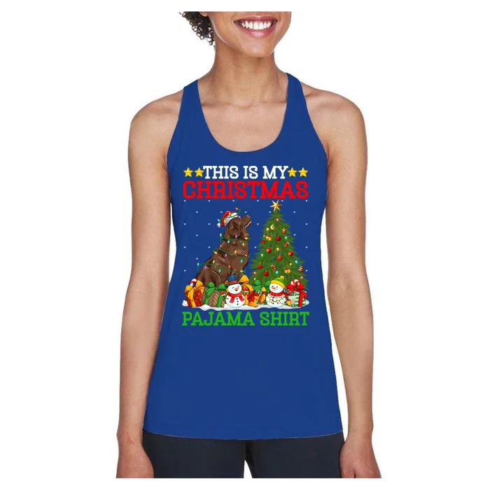 This Is My Christmas Tree Pajamas Newfoundland Dog Christmas Gift Women's Racerback Tank