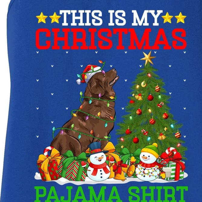 This Is My Christmas Tree Pajamas Newfoundland Dog Christmas Gift Women's Racerback Tank