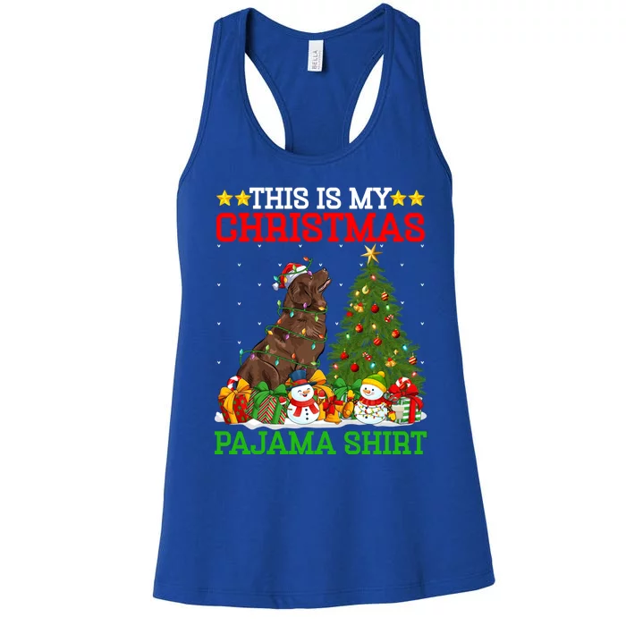 This Is My Christmas Tree Pajamas Newfoundland Dog Christmas Gift Women's Racerback Tank