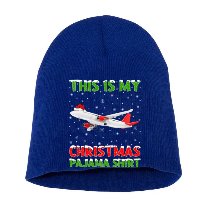 This Is My Christmas Pajama Funny Gift Airplane Christmas Gift Short Acrylic Beanie