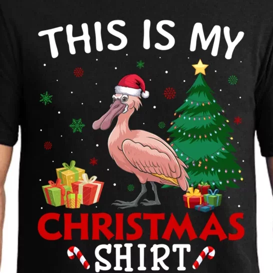 This Is My Spoonbill Santa Hat Christmas Pajama Cool Gift Pajama Set