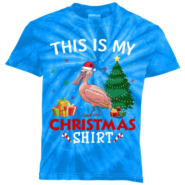 This Is My Spoonbill Santa Hat Christmas Pajama Cool Gift Kids Tie-Dye T-Shirt