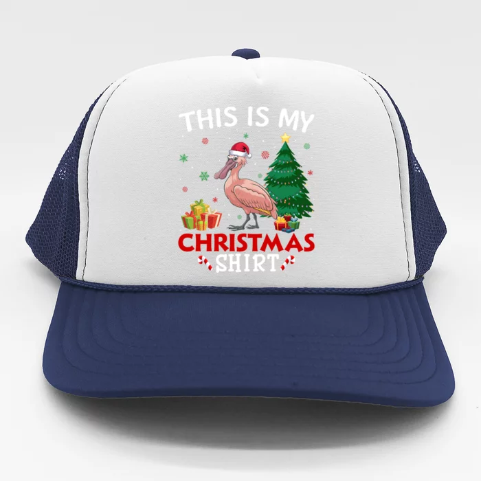 This Is My Spoonbill Santa Hat Christmas Pajama Cool Gift Trucker Hat