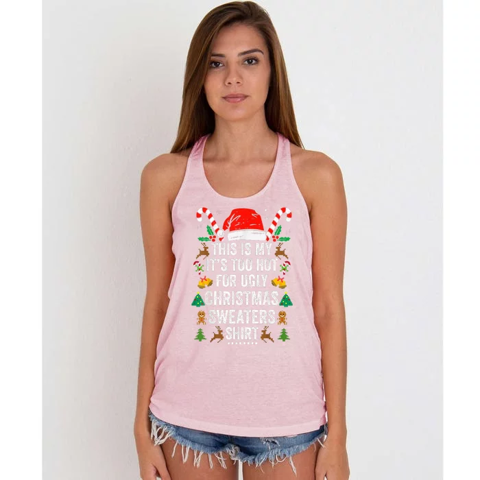 this is my its too hot  ugly christmas sweaters Women's Knotted Racerback Tank