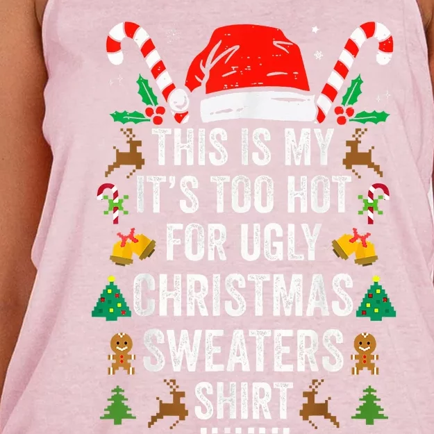 this is my its too hot  ugly christmas sweaters Women's Knotted Racerback Tank