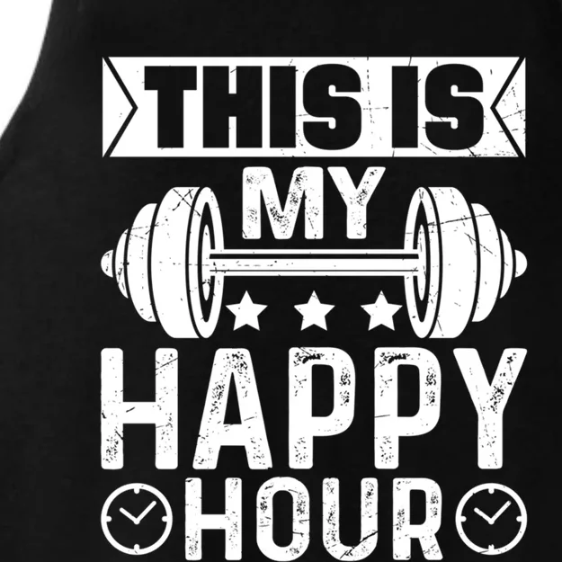 This Is My Happy Hour Gym Lovers Fitness Workout Costume Cute Gift Ladies Tri-Blend Wicking Tank