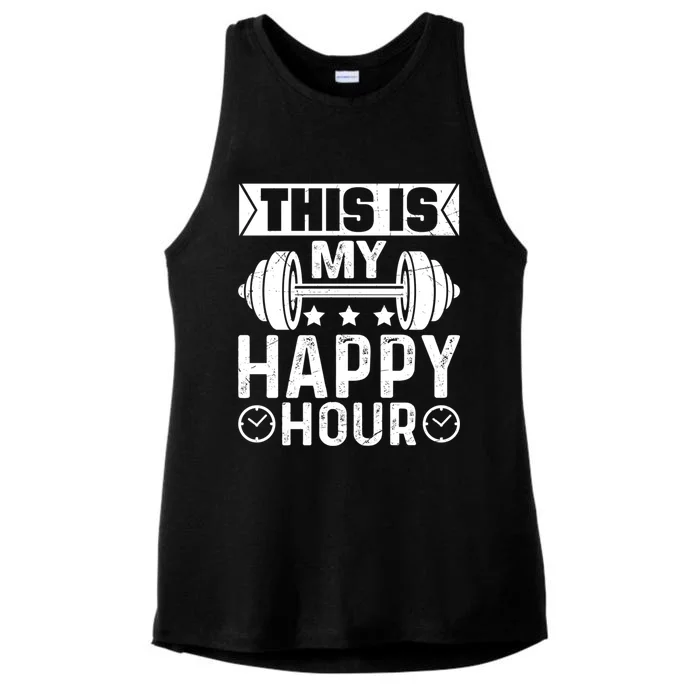 This Is My Happy Hour Gym Lovers Fitness Workout Costume Cute Gift Ladies Tri-Blend Wicking Tank