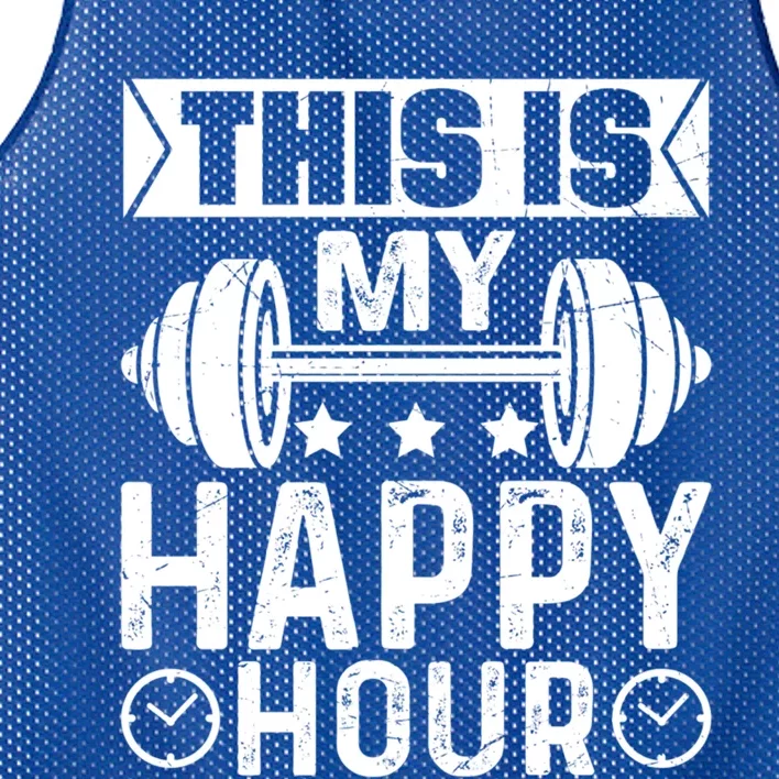 This Is My Happy Hour Gym Lovers Fitness Workout Costume Cute Gift Mesh Reversible Basketball Jersey Tank