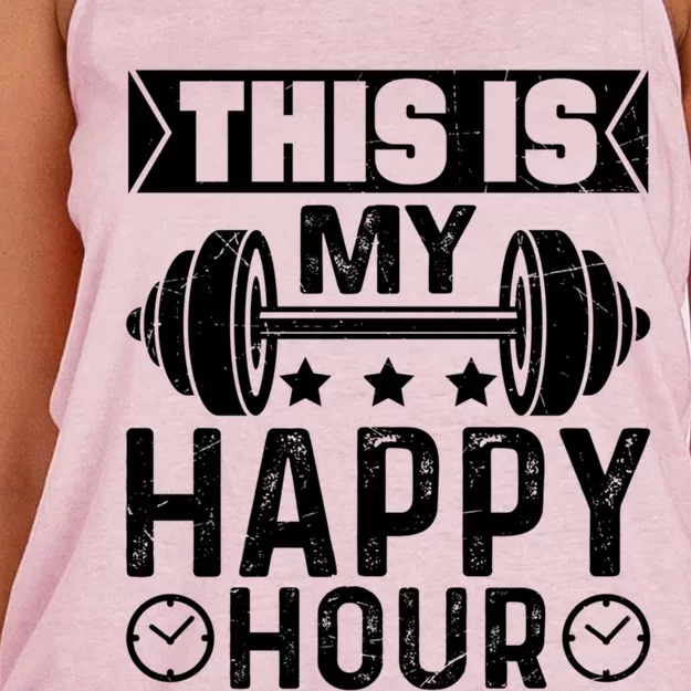 This Is My Happy Hour Gym Lovers Fitness Workout Costume Cute Gift Women's Knotted Racerback Tank