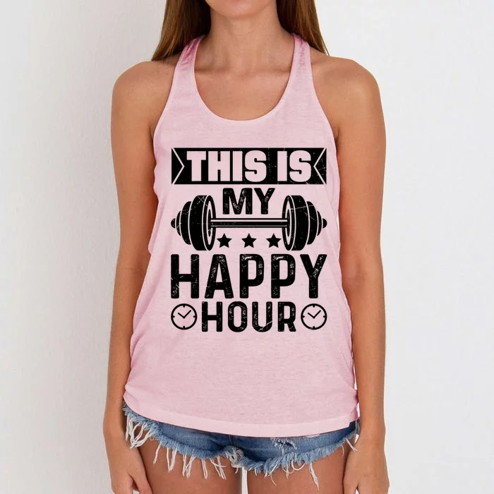 This Is My Happy Hour Gym Lovers Fitness Workout Costume Cute Gift Women's Knotted Racerback Tank