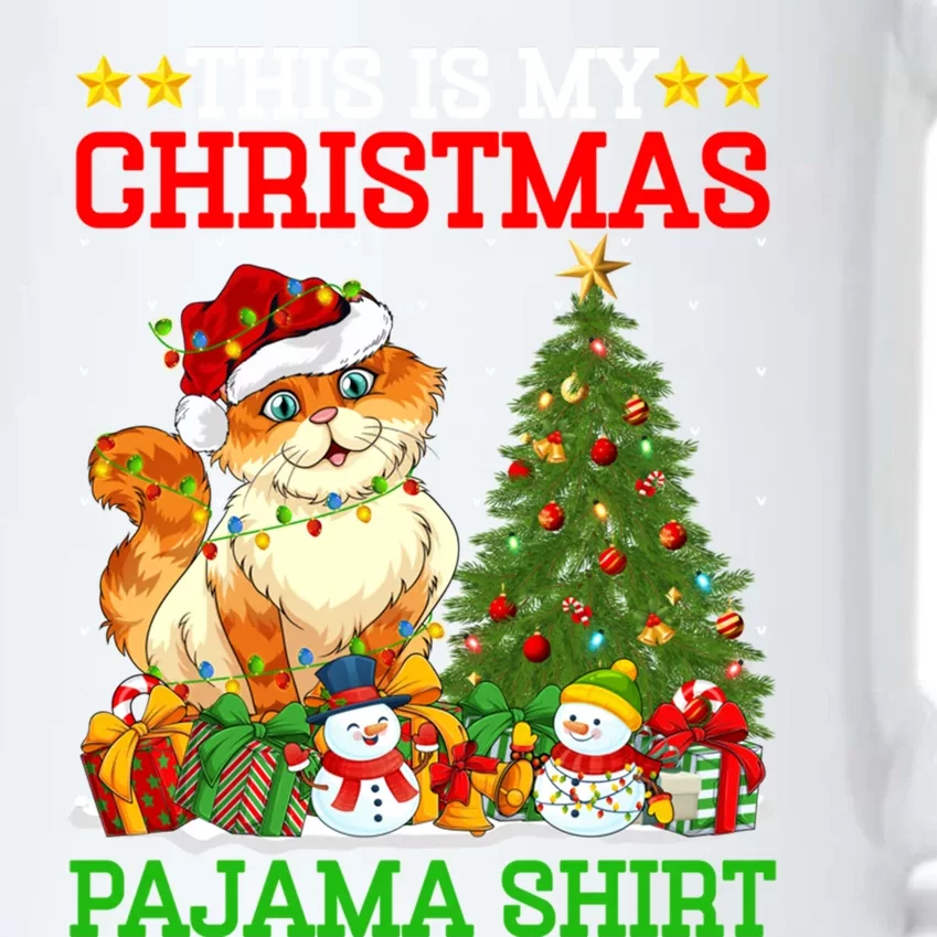 This Is My Christmas Pajamas Lights Cat Christmas Gift Black Color Changing Mug