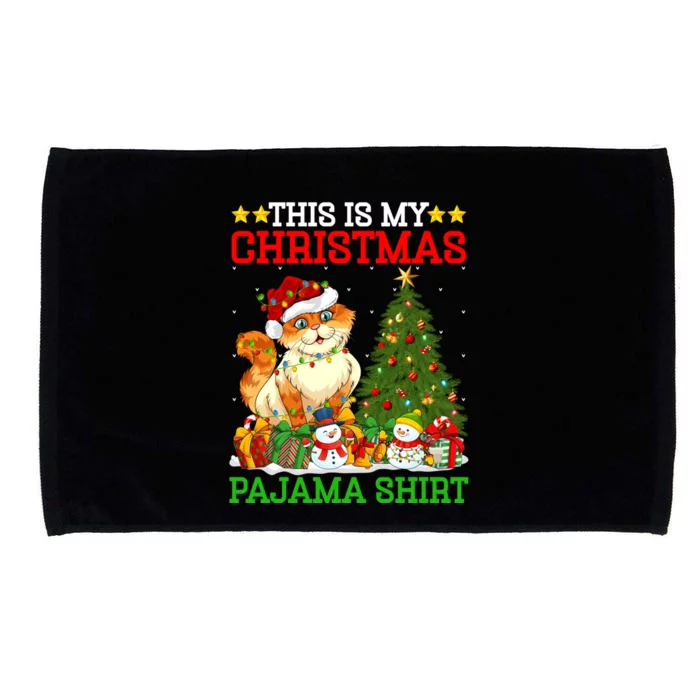 This Is My Christmas Pajamas Lights Cat Christmas Gift Microfiber Hand Towel