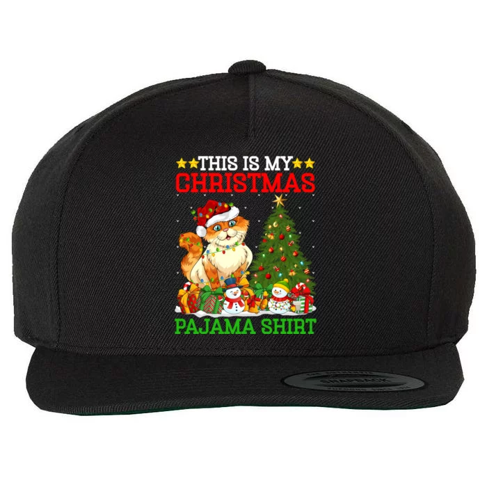 This Is My Christmas Pajamas Lights Cat Christmas Gift Wool Snapback Cap