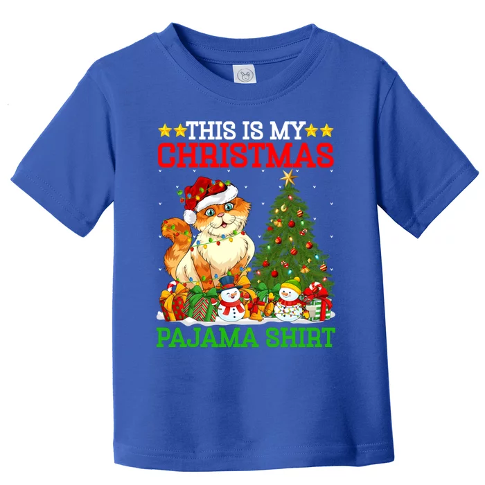 This Is My Christmas Pajamas Lights Cat Christmas Gift Toddler T-Shirt