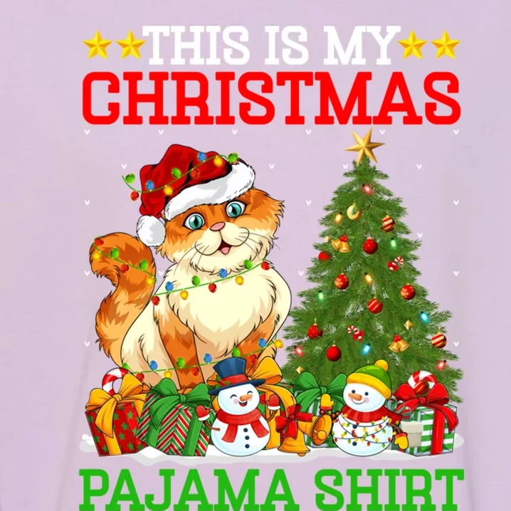 This Is My Christmas Pajamas Lights Cat Christmas Gift Garment-Dyed Sweatshirt